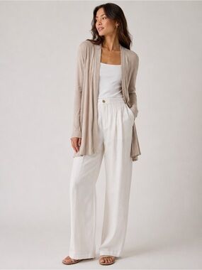 Theory Beige Open Front Duster Cardigan with Pockets Size S